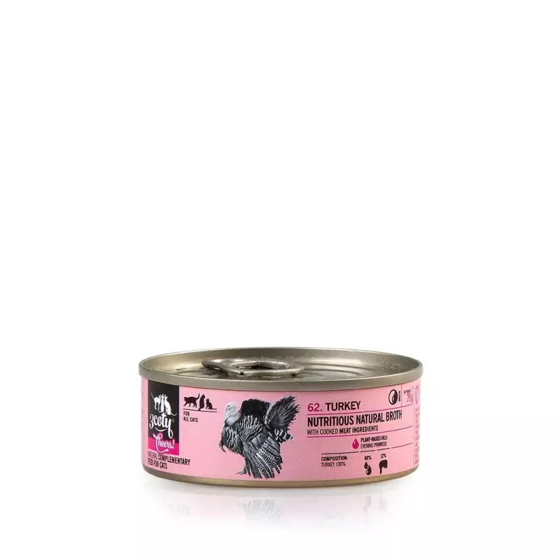 Alimento húmido para gatos 3coty Turkey Cheers 75 g — gatos adultos, dose individual complementar, 80% humidade, 6% proteína
