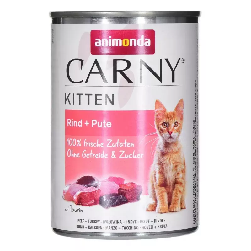 Animonda Carny Kitten comida húmida para gatos com carne de vaca e peru, 400 g