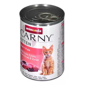 Alimento húmido para gatos animonda Carny Kitten Vaca e peru 400 g lata, 80 % humidade, 10,5 % proteína, para gatinhos jovens