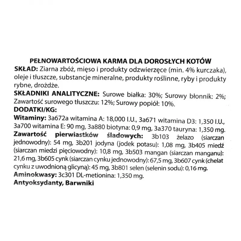 Comida seca para gatos DIVINUS Cat Complete 20 kg — alimento de manutenção para gatos adultos, frango, 30% proteína, 12% gordura