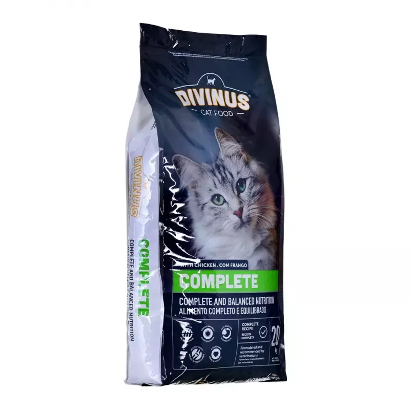 Comida seca para gatos DIVINUS Cat Complete 20 kg — alimento de manutenção para gatos adultos, frango, 30% proteína, 12% gordura