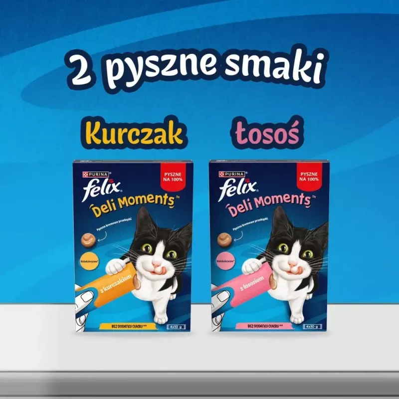 Snack húmido para gatos Purina Felix Deli Moments pasta de salmão 4 x 10 g tubo