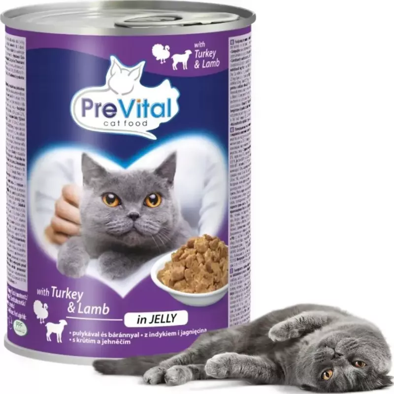 Alimento húmido para gatos PREVITAL peru com borrego em geleia, 2 x 415 g, 82% humidade, 8% proteína, 4,5% gordura