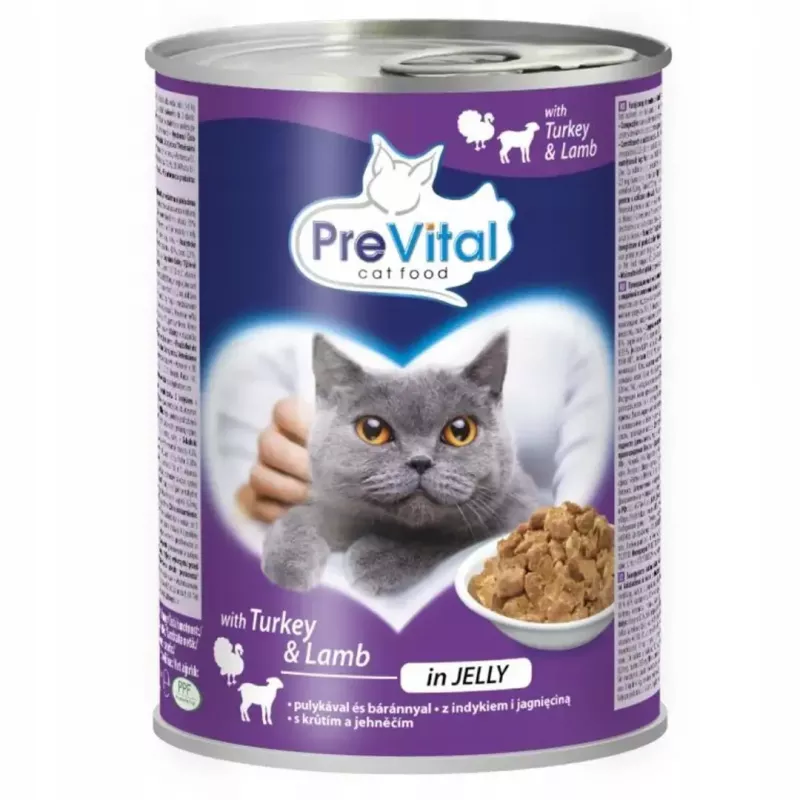 Alimento húmido para gatos PREVITAL peru com borrego em geleia, 2 x 415 g, 82% humidade, 8% proteína, 4,5% gordura