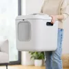 Caixa de areia para gatos rotho Biala XL — caixa de areia grande em plástico, branco, 499×614×576 mm, filtro de carvão, orifício de suspensão