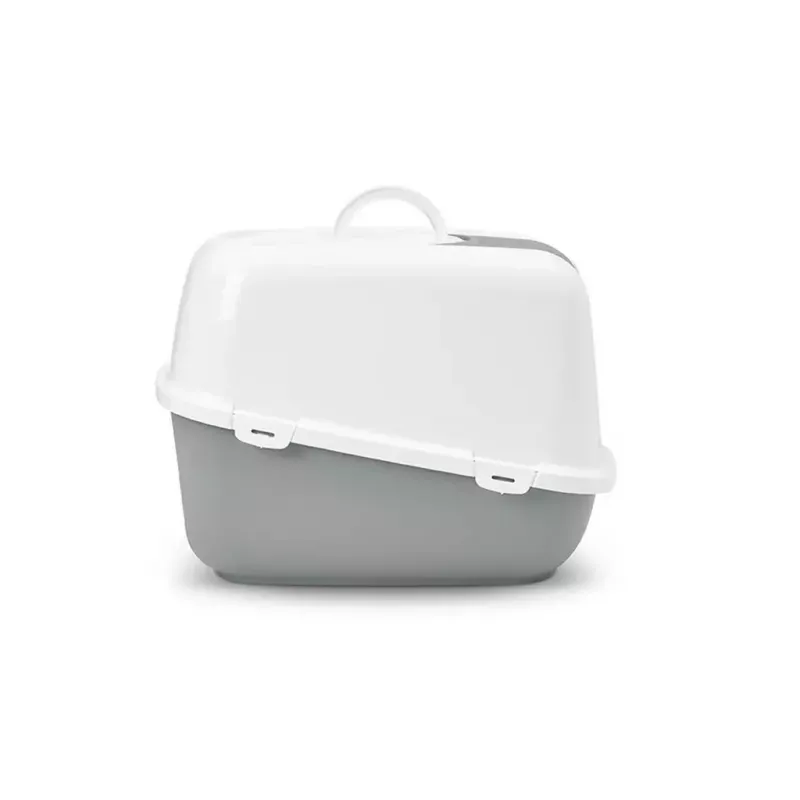 Savic Nestor Jumbo caixa de areia fechada para gatos, 66,5 x 48,5 x 46,5 cm, branco-cinzento