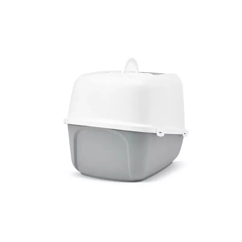 Savic Nestor Jumbo caixa de areia fechada para gatos, 66,5 x 48,5 x 46,5 cm, branco-cinzento