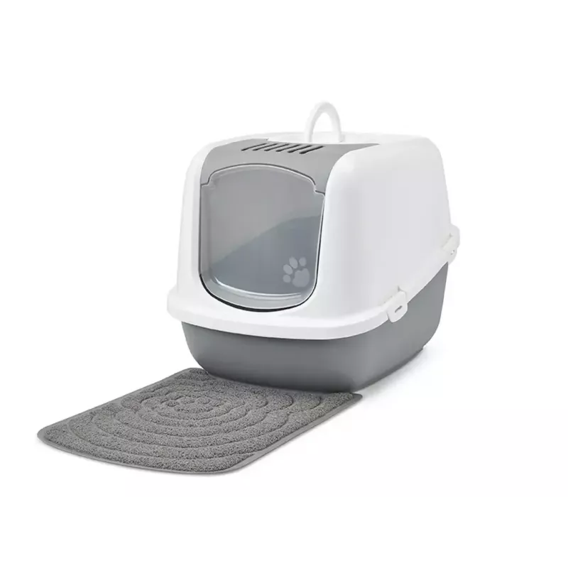 Savic Nestor Jumbo caixa de areia fechada para gatos, 66,5 x 48,5 x 46,5 cm, branco-cinzento