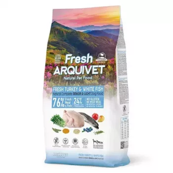 Comida seca para cães ARQUIVET Fresh Senior & Light peru e peixe, 10 kg, 26% de proteína, 10% de gordura