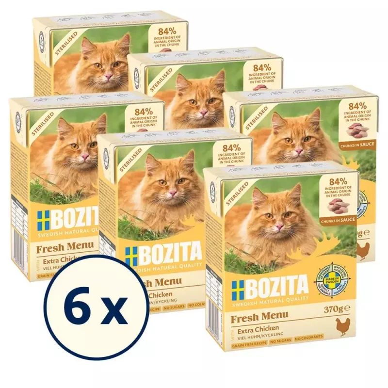 Comida húmida para gatos BOZITA Fresh Menu Chicken 370 g — adulto, todas as raças, receita de controlo de peso