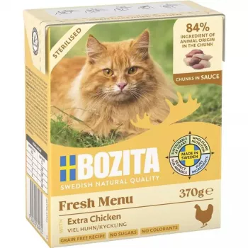 Comida húmida para gatos BOZITA Fresh Menu Chicken 370 g — adulto, todas as raças, receita de controlo de peso