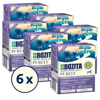 Comida húmida para cães BOZITA Purely frango & peru Adult 370 g, sem cereais e sem soja, 78 % humidade