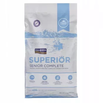 Ração seca para cães FISH4DOGS Superior Senior Medium Salmon — 12 kg, sem cereais, para cães idosos de porte médio