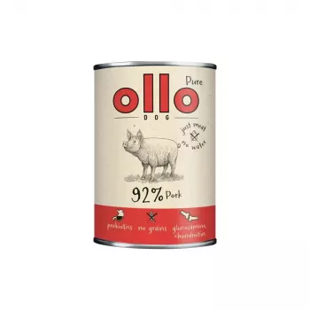 Comida húmida para cães OLLO Pure Pork 850 g — alimento completo, monoproteína, 17% de proteína, 11,5% de gordura, 63% de humidade