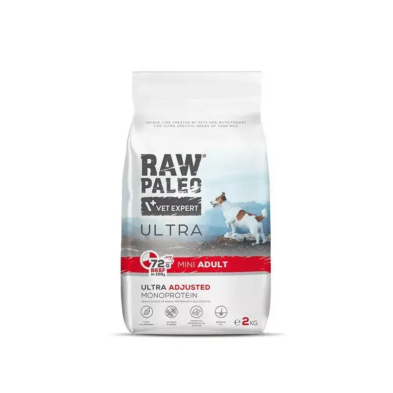 VETEXPERT RAW PALEO Ultra Mini Adult bovino, ração seca para cães, 2 kg