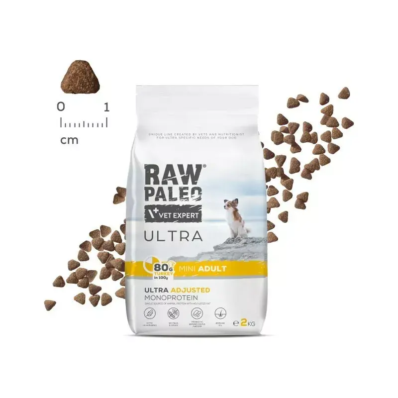 VETEXPERT RAW PALEO Ultra Mini Adult Turkey ração seca para cães, 2 kg
