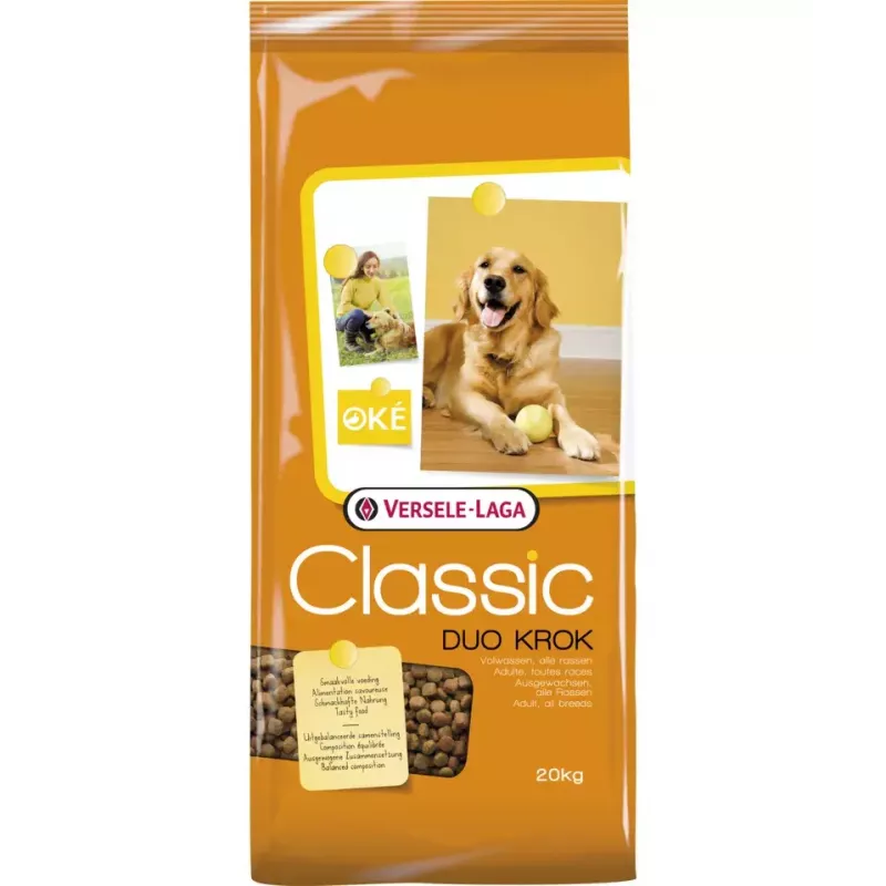 Alimento seco VERSELE-LAGA Senior Duo Krok 20 kg — aves, 22 % proteína, 8 % gordura, cães adultos