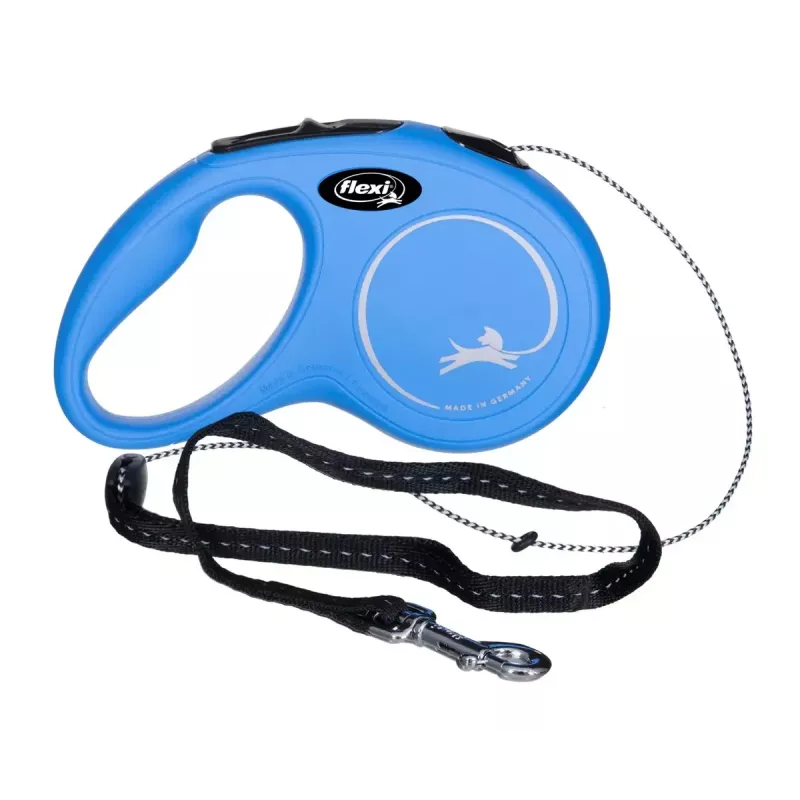 Trella Flexi New Classic S — corda, 5 m, trela individual, azul, carga máx. 12 kg