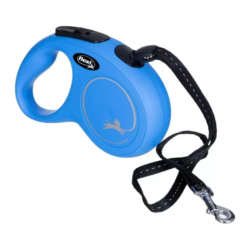 Trella Flexi New Classic S — corda, 5 m, trela individual, azul, carga máx. 12 kg