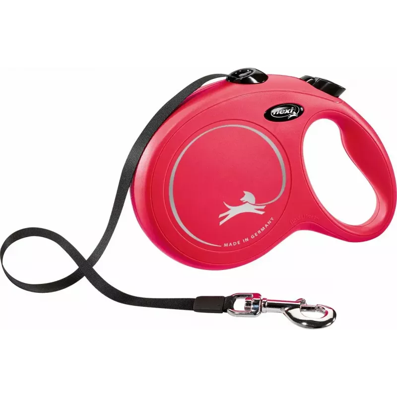 Flexi New Classic L trela extensível para cães, fita de 8 m, até 50 kg, vermelha