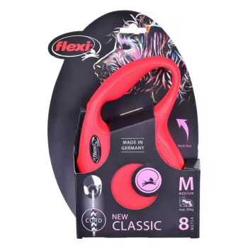 Trella Flexi New Classic M, trela de corda, tamanho médio, 8 m, carga máx. 20 kg, preta