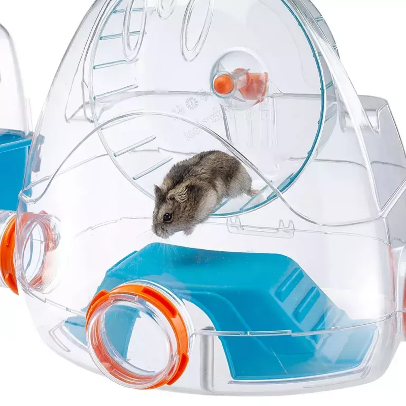 Gaiola FERPLAST Combi 2 para hamsters, Azul transparente, L795×P295×A263 mm, tecnopolímero