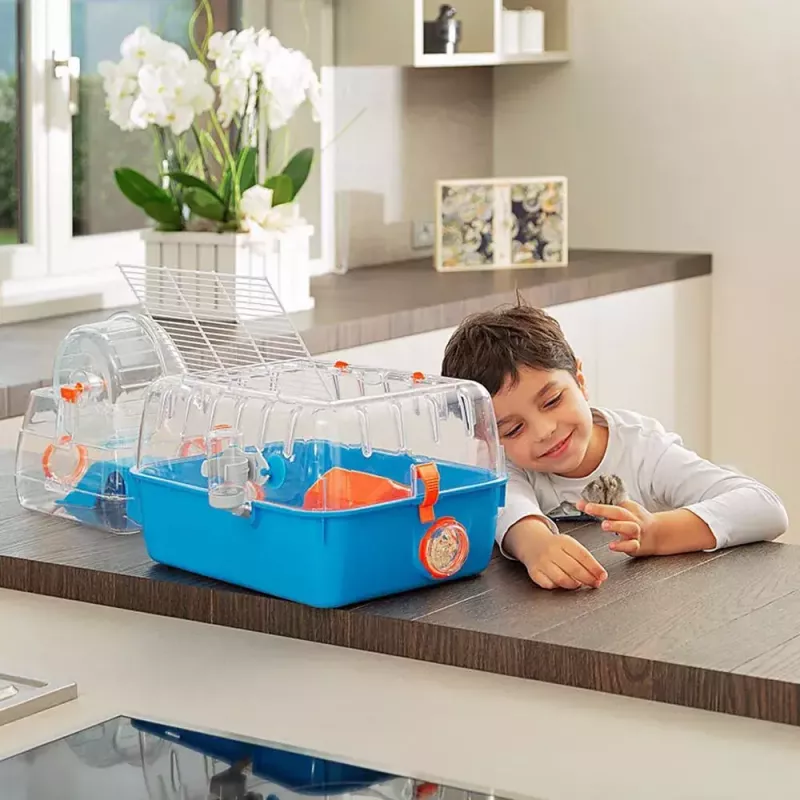 Gaiola FERPLAST Combi 2 para hamsters, Azul transparente, L795×P295×A263 mm, tecnopolímero
