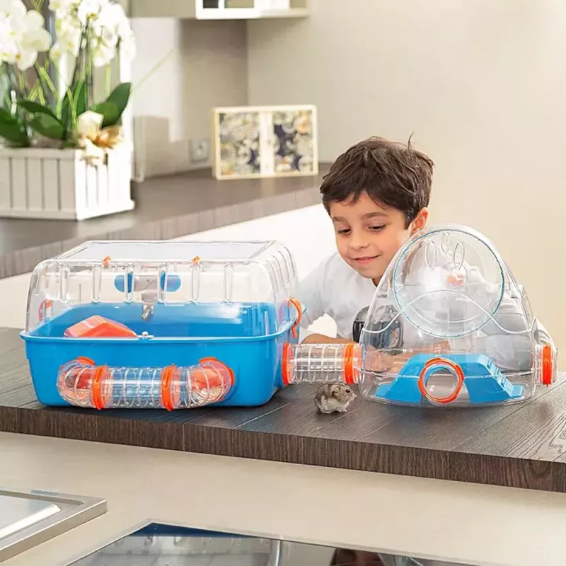 Gaiola FERPLAST Combi 2 para hamsters, Azul transparente, L795×P295×A263 mm, tecnopolímero