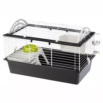 Gaiola FERPLAST Casita 80 para porquinhos-da-índia 780×480×500 mm, metal e plástico, cinzenta/branca e preta