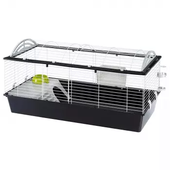 Gaiola FERPLAST Casita 120 para coelhos e porquinhos-da-índia, metal/plástico, 1190×580×600 mm, branca/taupe