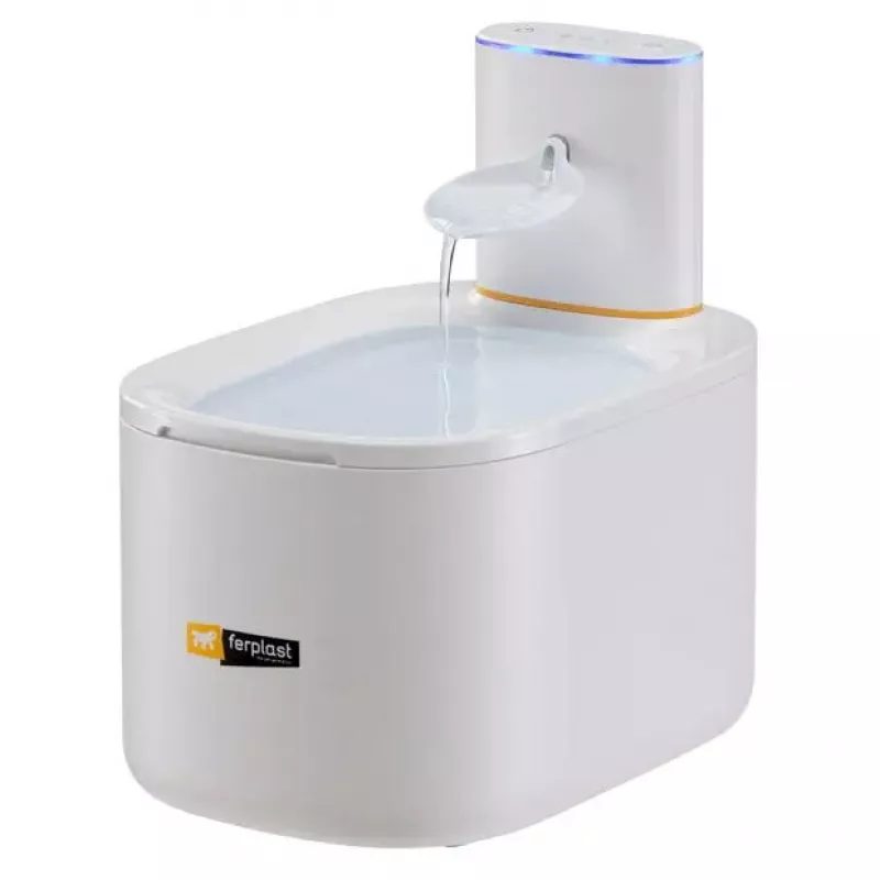 Fonte para animais FERPLAST ASTRA 3L com sensor de movimento — 3 l tecnopolímero, alimentação por pilha/DC, filtração em 3 fases