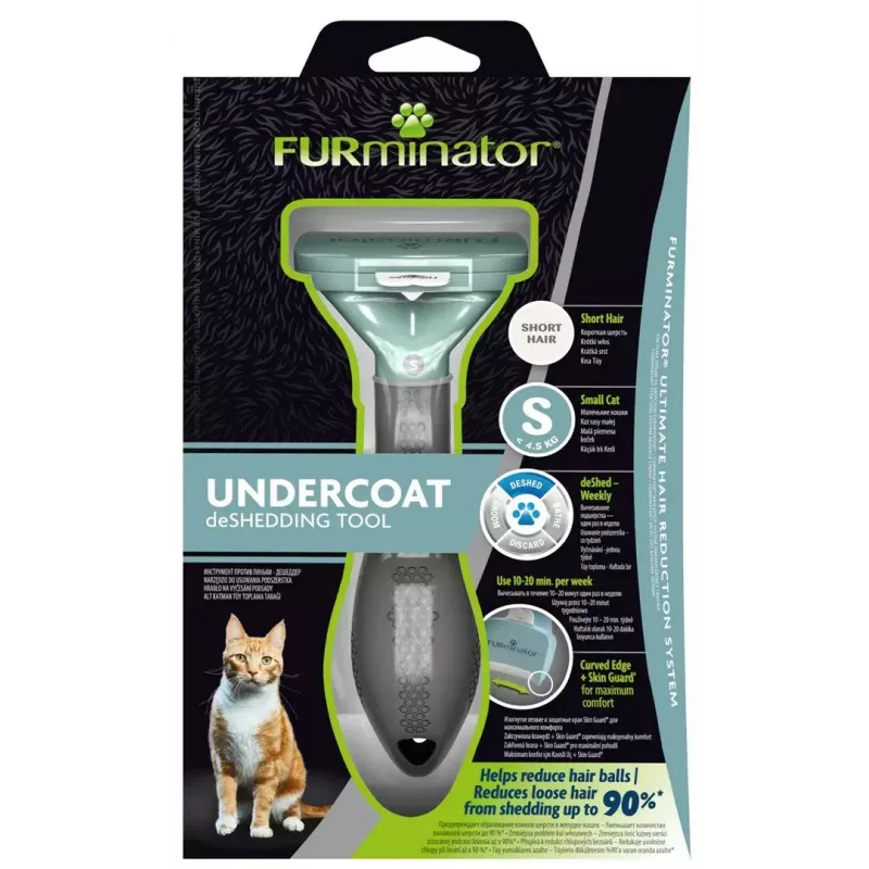 Escova para gatos FURminator FUR151296 — tamanho pequeno para gatos de pelo comprido de raças pequenas, preto, 200 g