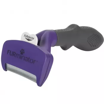 Ferramenta de desembaraço FURminator M/L para gatos de pelo curto com punho ergonómico e lâmina de aço inoxidável, 270 g
