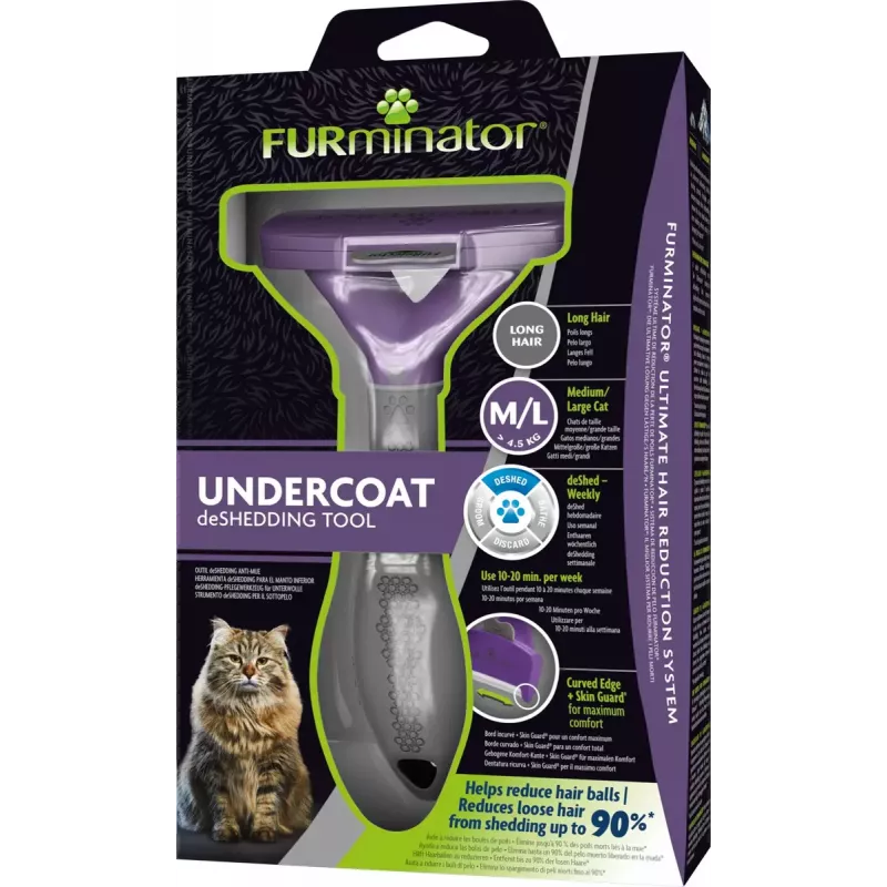 Pente de desembaraço FURminator FUR151357 para gatos de pelo comprido (Ragdoll), preto, 270 g