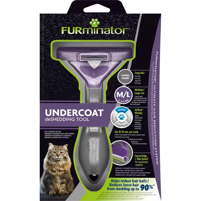 Pente de desembaraço FURminator FUR151357 para gatos de pelo comprido (Ragdoll), preto, 270 g