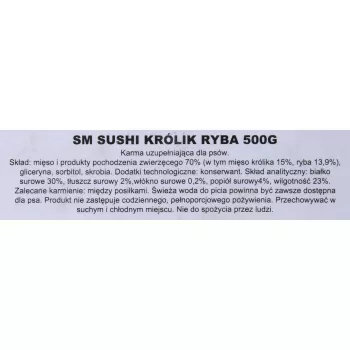 Petiscos macios para cães MACED Sushi com coelho e peixe 500 g – snacks de treino funcionais, proteína 30%, gordura 2%, humidade 23%