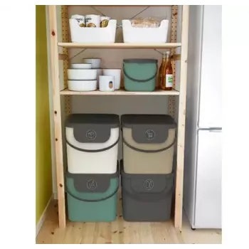 Contentor de resíduos Rotho Albula retangular 40 L, tecnopolímero, cappuccino, 400×358×340 mm, orifício de suspensão