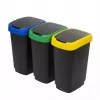 Separador de resíduos de três compartimentos rotho Twist 3 × 25 L (tecnopolímero, preto, 252×333×476 mm)