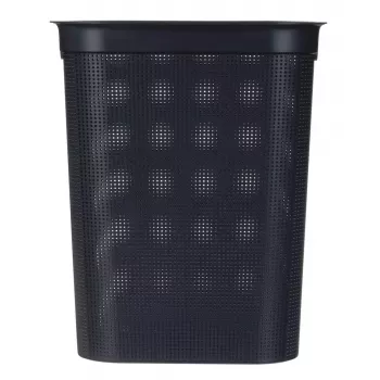 Cesto de roupa rotho Brisen 50 l contentor de roupa em plástico ventilado com tampa e orifício de suspensão, preto, 340×431×529 mm