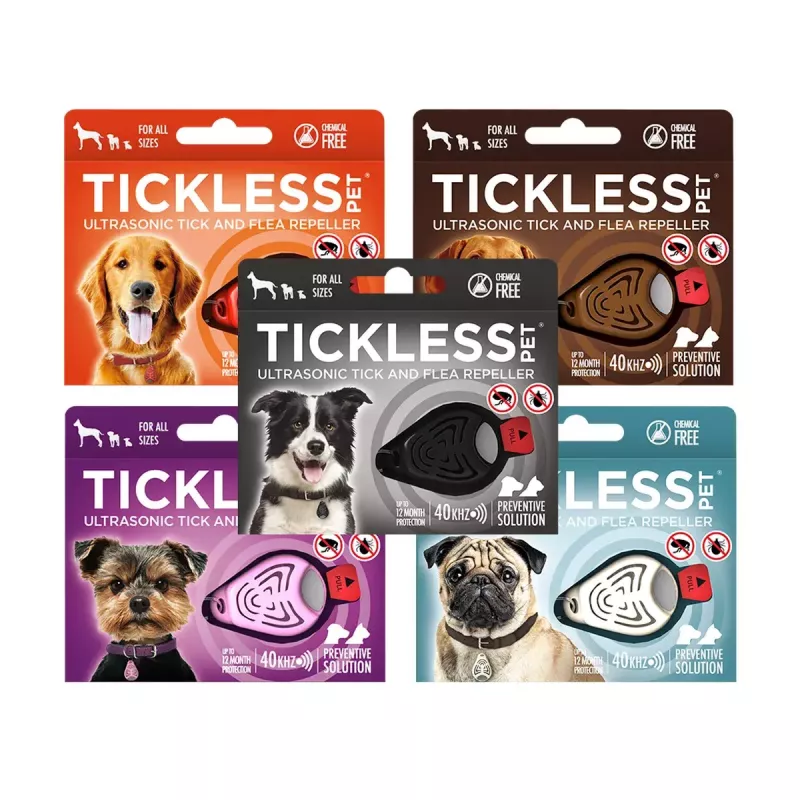 Repelente ultrassónico de carraças TICKLESS PET PRO-101BE para gatos e cães, bege, 18 g, alcance 1,5 m, resistente à humidade