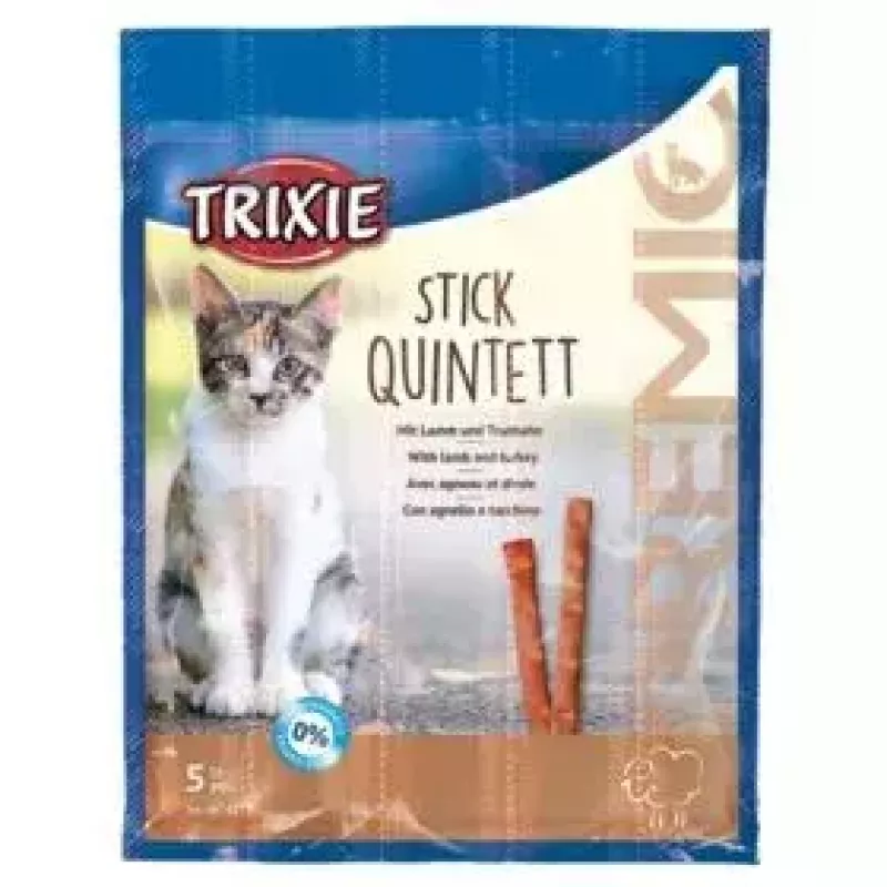 TRIXIE TX-42723 Premio Stick Quintett palitos snack para gatos, borrego e peru, 5 x 5 g