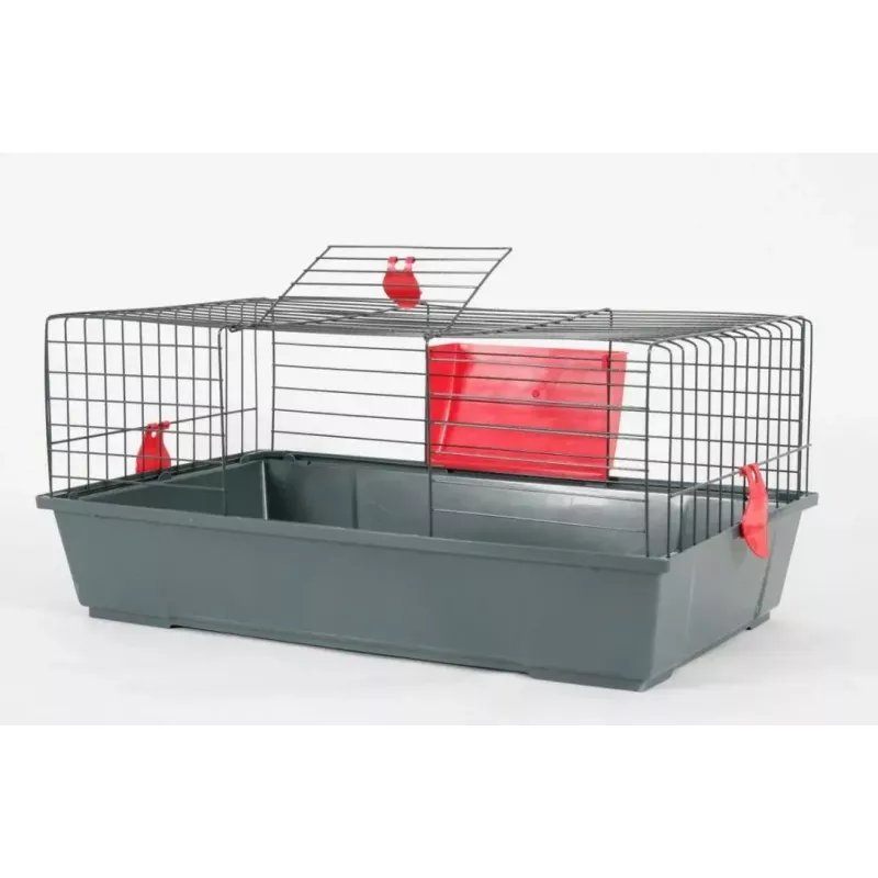 Gaiola para roedores ZOLUX Classic 80 — recinto de metal/plástico de dois andares, 800×430×330 mm, espaçamento da grelha 31 mm, cinzento/vermelho