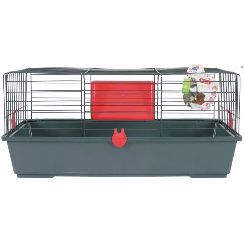 Gaiola para roedores ZOLUX Classic 80 — recinto de metal/plástico de dois andares, 800×430×330 mm, espaçamento da grelha 31 mm, cinzento/vermelho