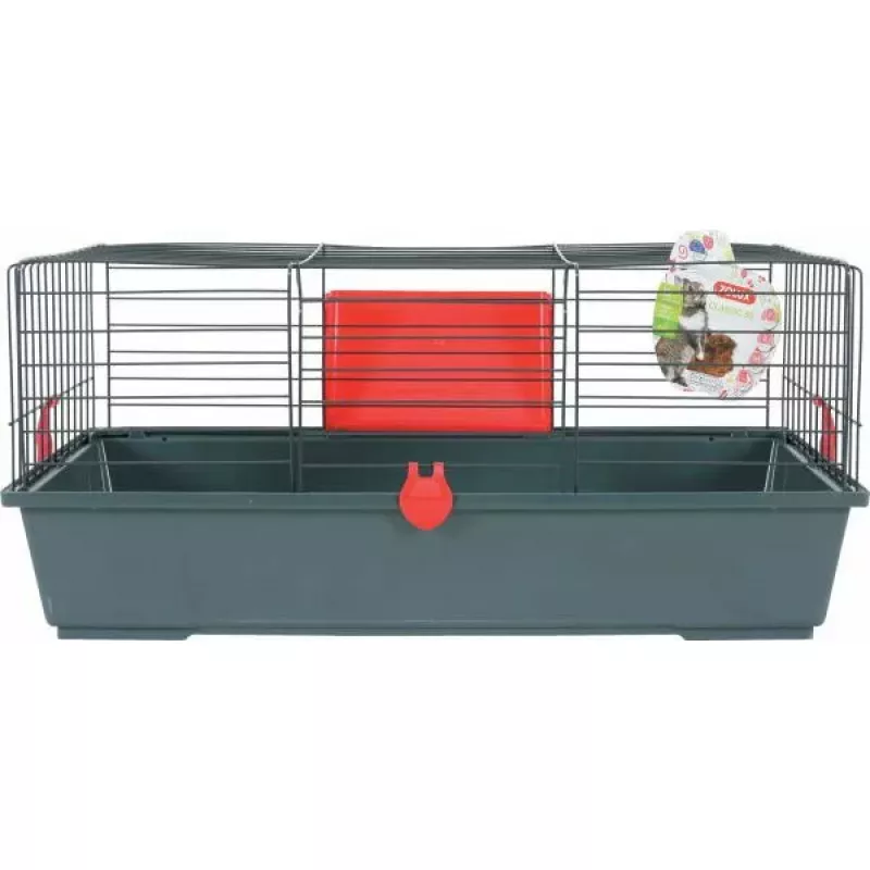 Gaiola para roedores ZOLUX Classic 80 — recinto de metal/plástico de dois andares, 800×430×330 mm, espaçamento da grelha 31 mm, cinzento/vermelho