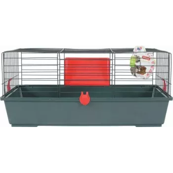 Gaiola para roedores ZOLUX Classic 80 — recinto de metal/plástico de dois andares, 800×430×330 mm, espaçamento da grelha 31 mm, cinzento/vermelho