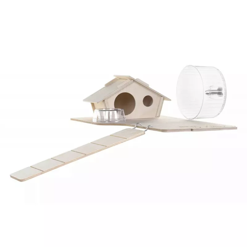 Gaiola para roedores ZOLUX Neo Nigha small H36 preta, madeira, B780×T360×H480 mm, roda de exercício incluída