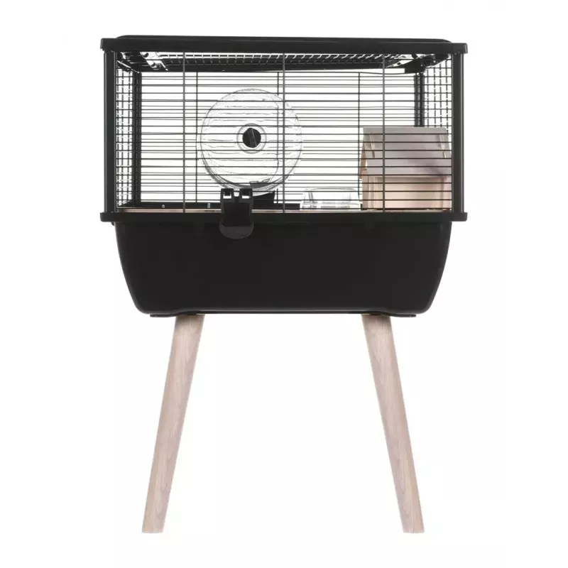 Gaiola para roedores ZOLUX Neo Nigha small H36 preta, madeira, B780×T360×H480 mm, roda de exercício incluída