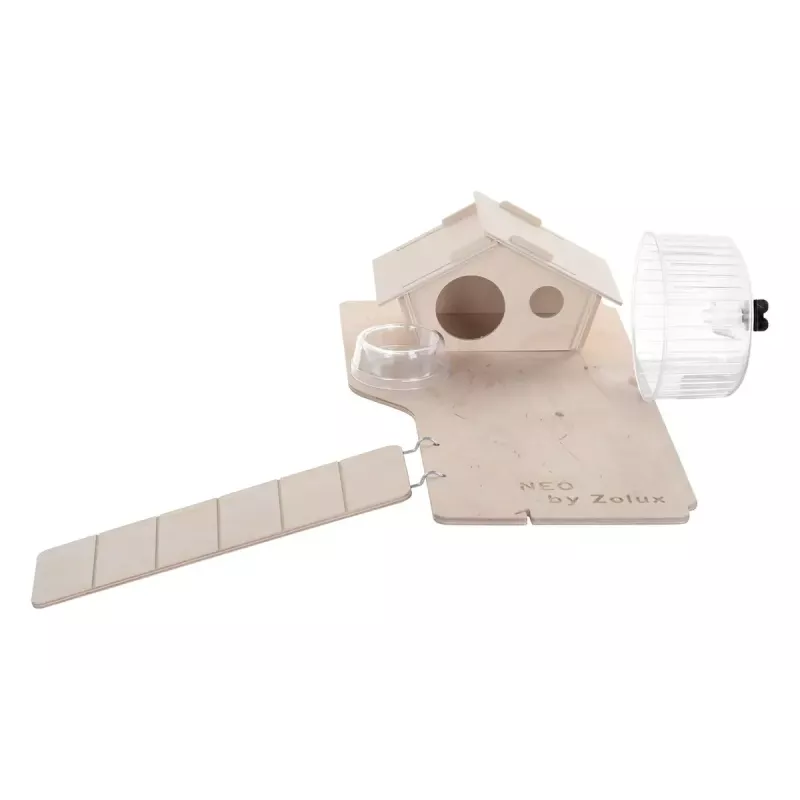 Gaiola para roedores ZOLUX Neo Nigha small H36 preta, madeira, B780×T360×H480 mm, roda de exercício incluída