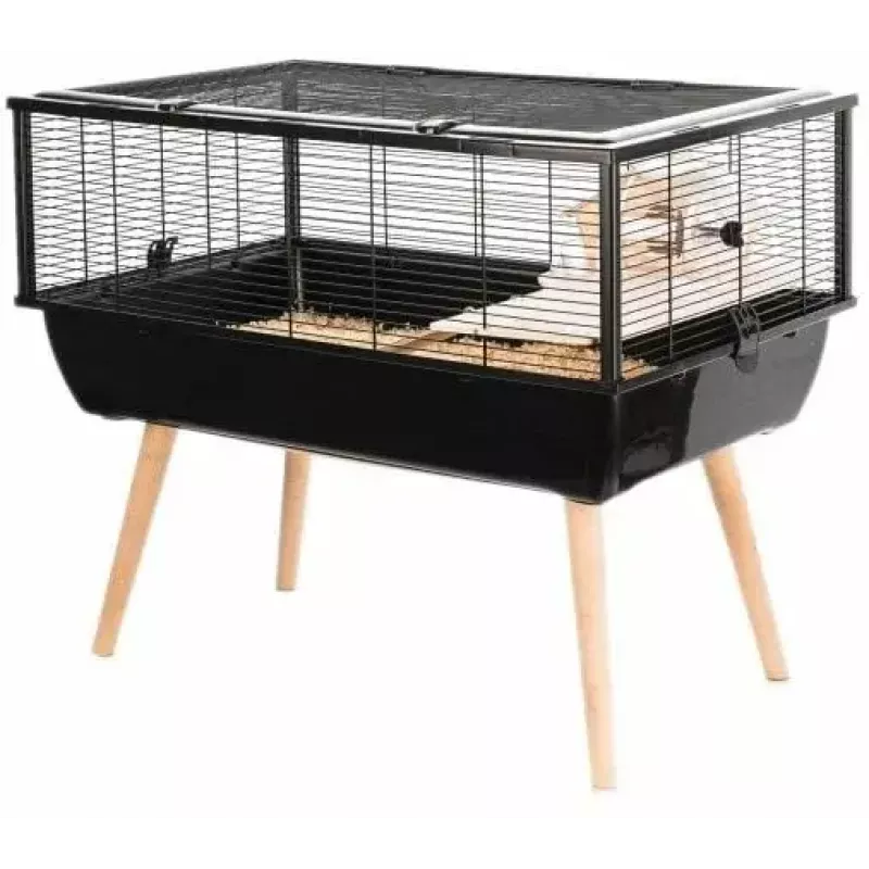 Gaiola para roedores ZOLUX Neo Nigha small H36 preta, madeira, B780×T360×H480 mm, roda de exercício incluída
