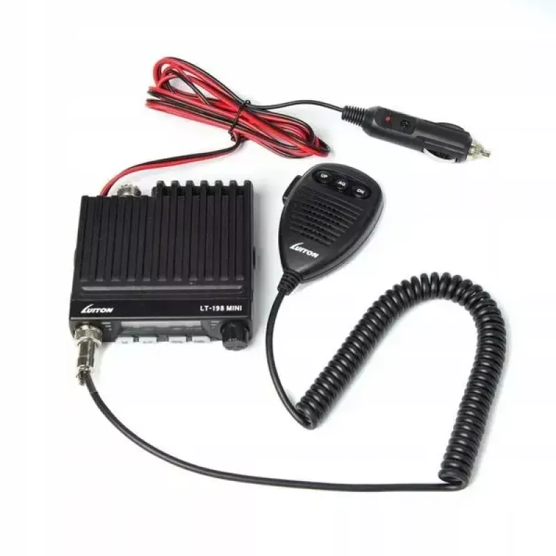 Luiton LT-198 rádio CB, AM/FM, ASQ, ficha de isqueiro, preto